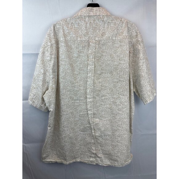 Pronto Uomo Mens XXL Beige Leaf Print Short-Sleeve Button-Up Shirt 100% Cotton - Picture 4 of 5